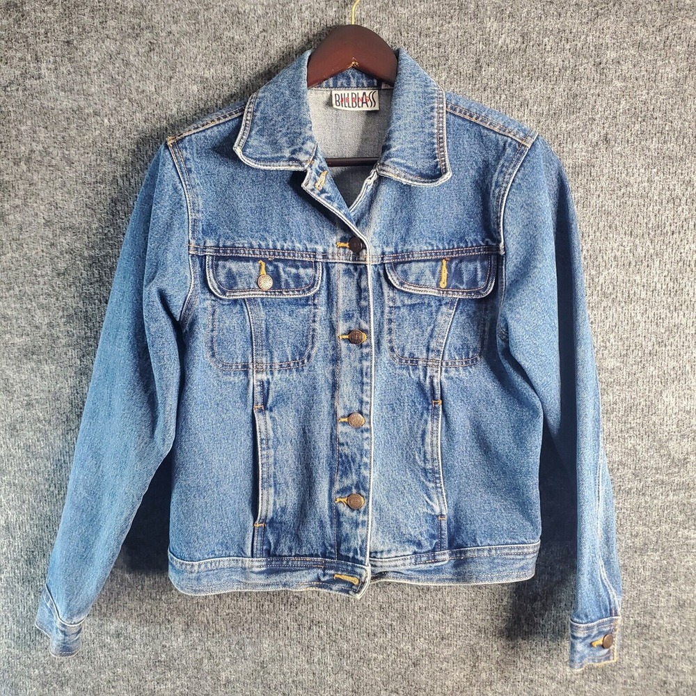Vintage 90s Bill Blass Medium Wash Denim Trucker Jacket Women's Size S